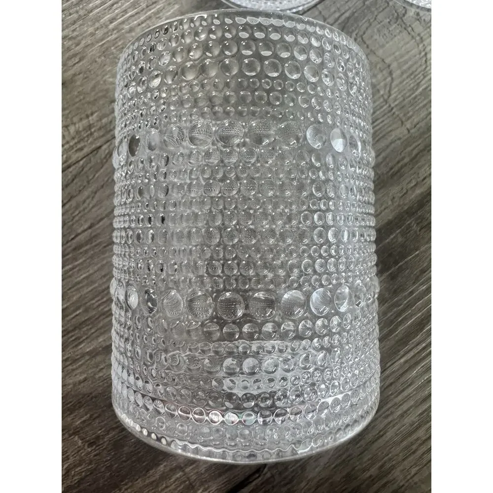 G-Horse Glass Tumblers Set of 6 Clear Textured Bubble Drinking Glasses 12.1 oz